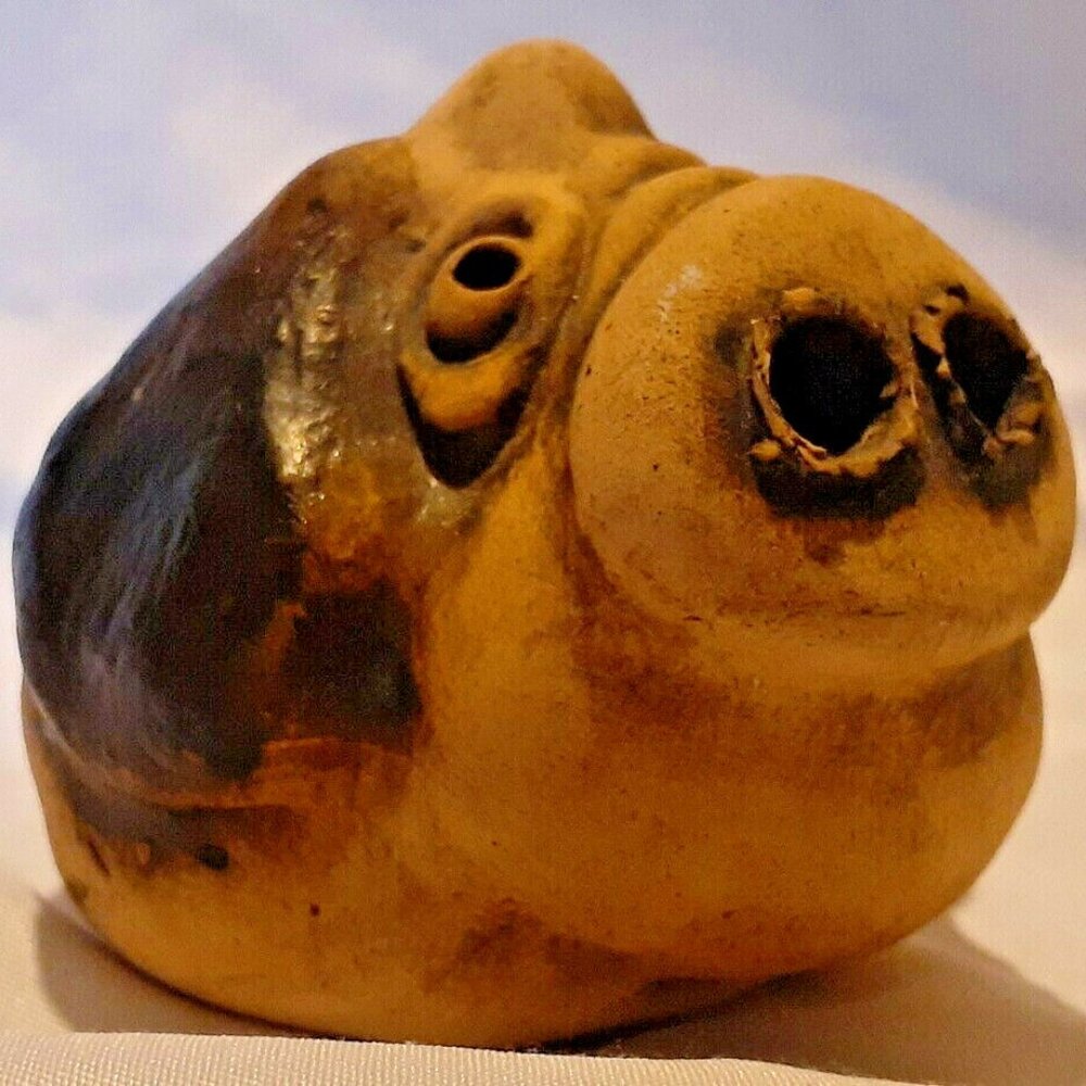 JOHN HUGHES POTTERY GROGG Pug Dog Figure V Rare Vintage UK Britain Wales 3"
